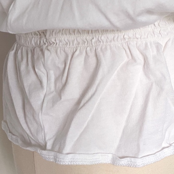 Express Floral Smocked Embroidered Flutter Sleeve Tee White Small INV222 - Picture 7 of 11